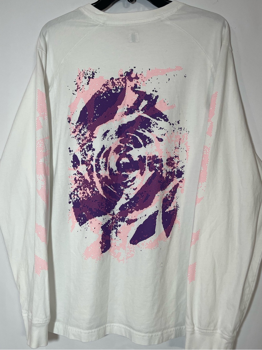 Rapha White Long-Sleeve Shirt with Purple and Pink Rose Graphic Size XXL